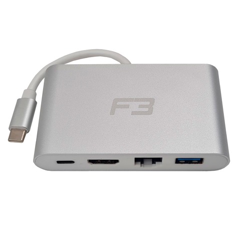 Cabo Adaptador USB-C 3.1 Para HDMI 4K - USB 3.0 - Type-C - RJ45 JC-TYC-401