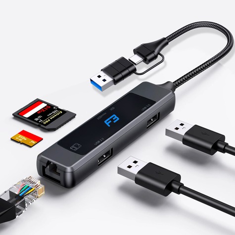 HUB USB 3.0 type-c para leitor de cartão USB3.0 e RJ45 JC-TYC-R04