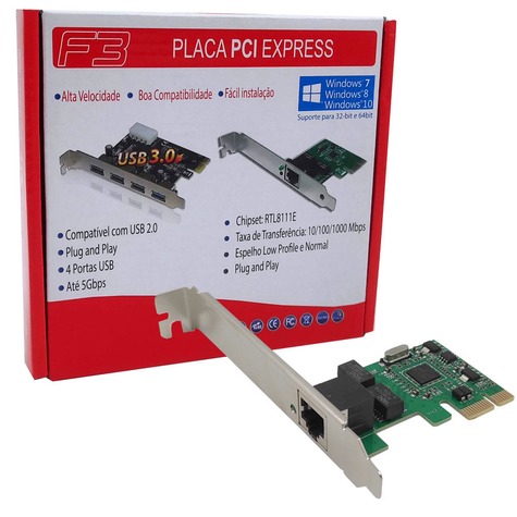 Placa de rede Pci-Express Normal e Low Profile 10/100/1000 JC-PCI-EX