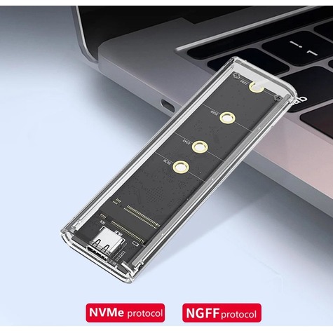 Case Adaptador Transparente HD M.2 NGFF ou NVMe Para Type-c/ USB3.0 CS-ADPT-NGFF/NVME