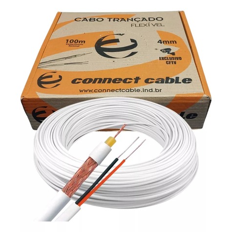 CABO TRANÇADO FLEXIVEL 4MM+2X26 AWG-75 OHMS-80% CFTV BR (RL 100 M) CB4-100M