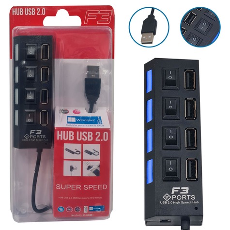 HUB Usb 2.0 4 Portas JC-HUB401